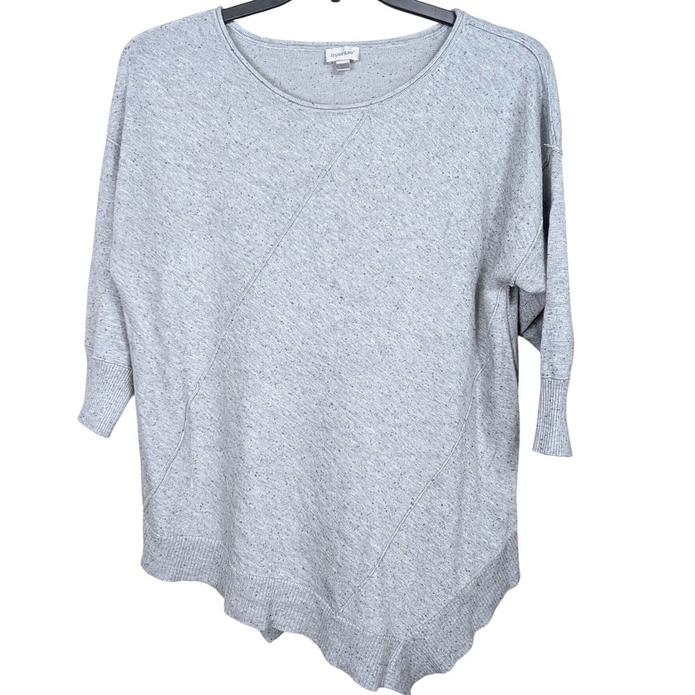 Avenue Pullover Sweater‎ Womens 14/16 Gray Space Dye Asymmetrical Sharkbite Hem